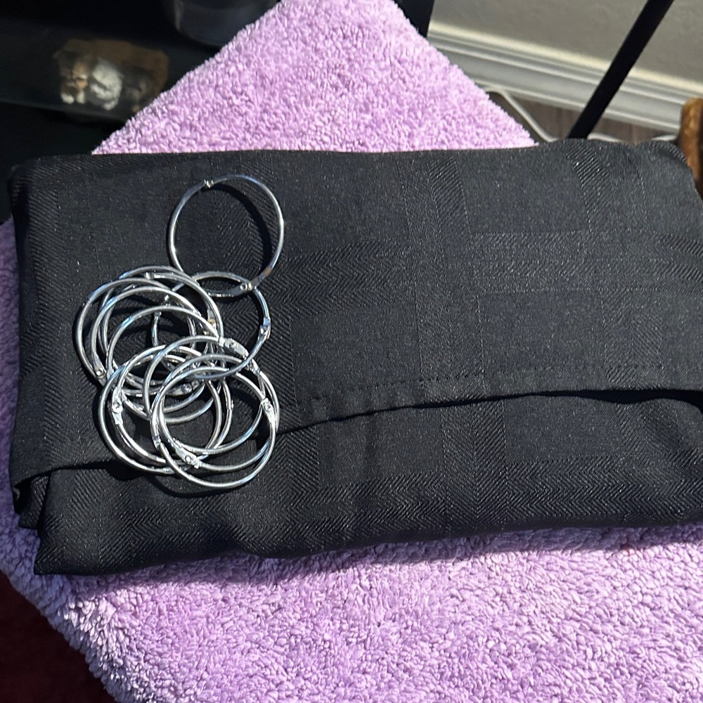 Black Scarf with Silver Hoop Earrings